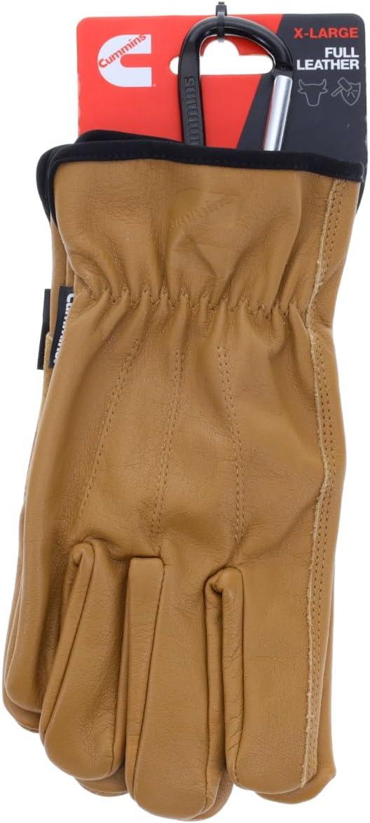 Cummins Full Leather Gloves for Men Fencer Work Leather Palm Gloves for Truck Driving Gardening Outdoor Work, XL(X-Large)