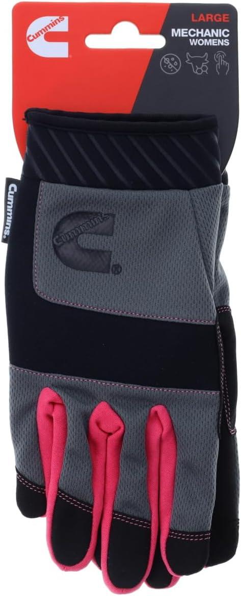 Cummins Womens Mechanic Gloves – Pink and Gray Women Utility Gloves Gardening Construction Safety Work Glove with Touchscreen, Large(Large)