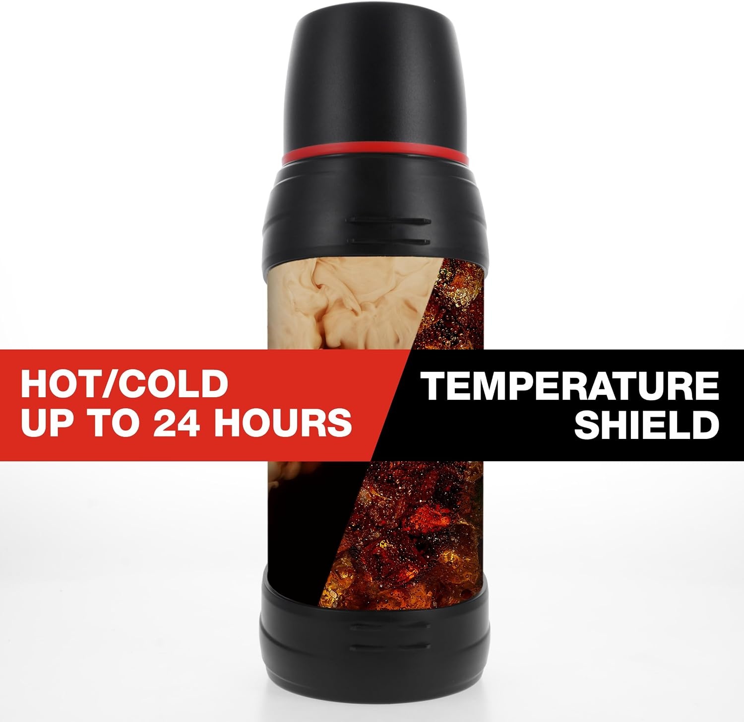 Cummins CMNTHERMOSSS Large 2-Liter Stainless Steel Insulated Water Bottle 67-Ounce Vacuum-Insulated Thermal-Chrome and Red(Black)